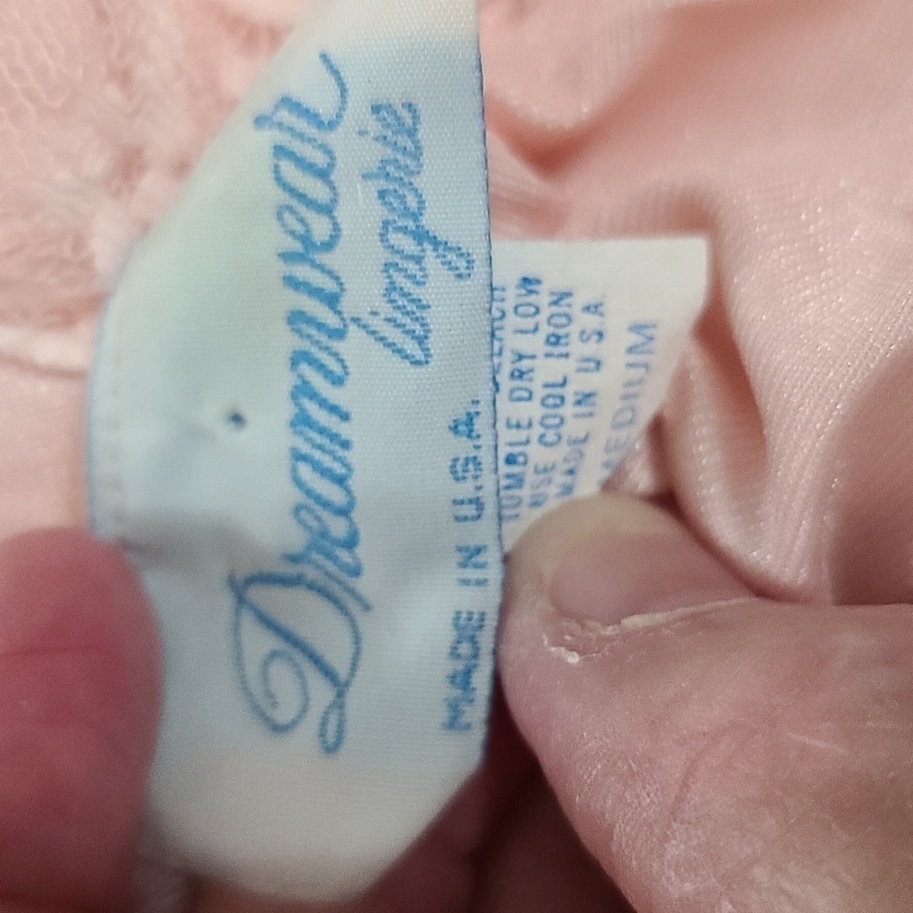 VTG Dreamwear Nightgown Pink Lace Trim Embroidered Flowers USA Size M EUC - Picture 6 of 7